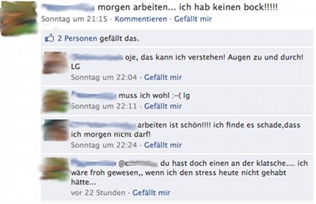 Kein Bock auf Arbeit - gesehen bei Facebook